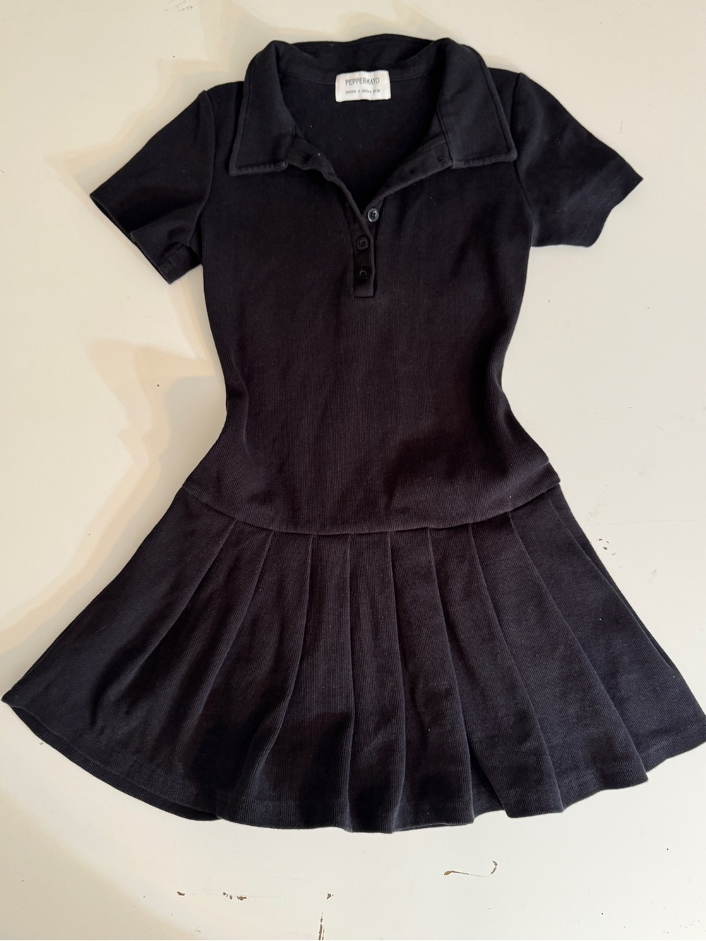 PEPPERMAYO Black Polo Knit Pleated Dress